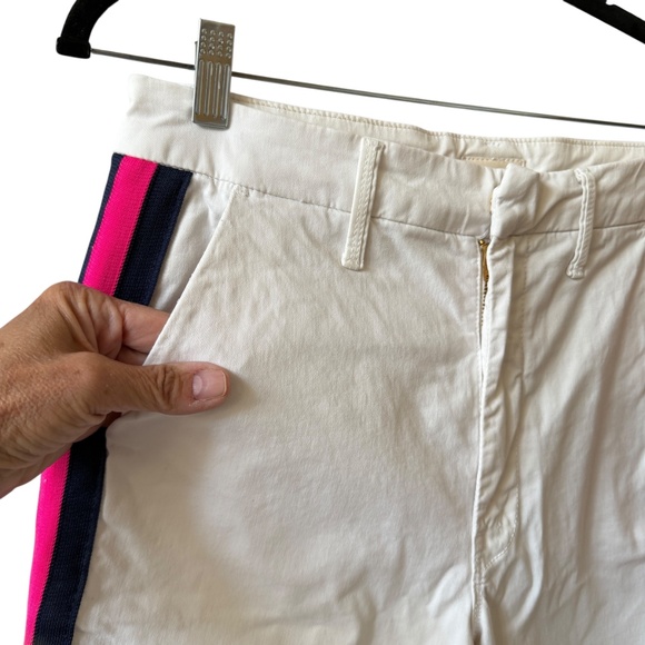 MOTHER THE STRAIGHT SHAKER ANKLE PREP CROPPED PANT WHITE CHALK RACER STRIPE 28 - Picture 4 of 11